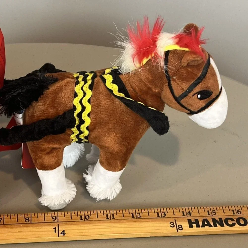 BARK BOX Barkweiser Clyde Horse & Wagon DOG TOY Plush Squeakers Budweiser NEW
